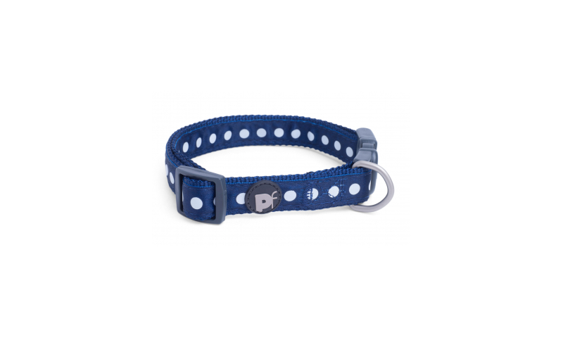 Petface Blue/White Dots Dog Collar LRG