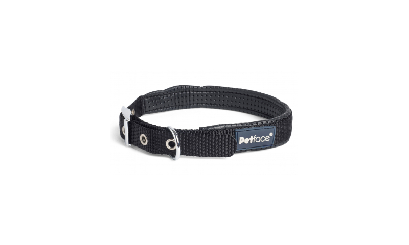 Petface Padded Nylon Dog Collar Black MED