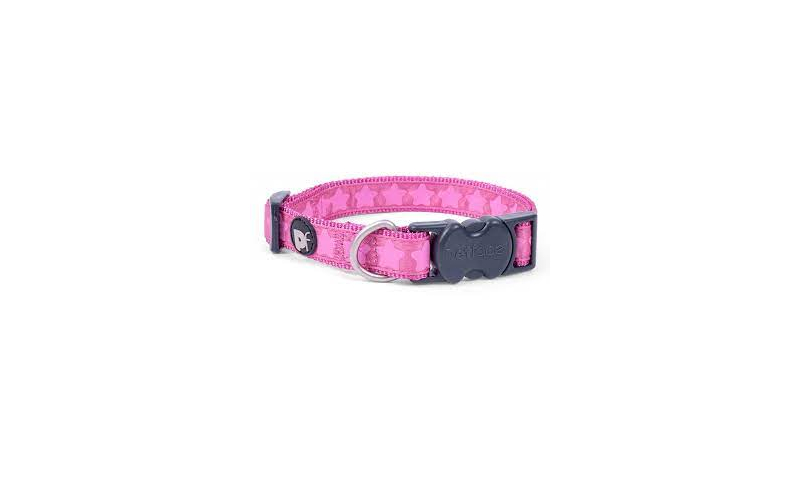 Petface Bright Pink Tonal Stars Dog Collar LRG
