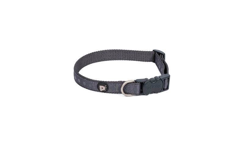 Petface Steel Grey Tonal Dots Dog Collar LRG